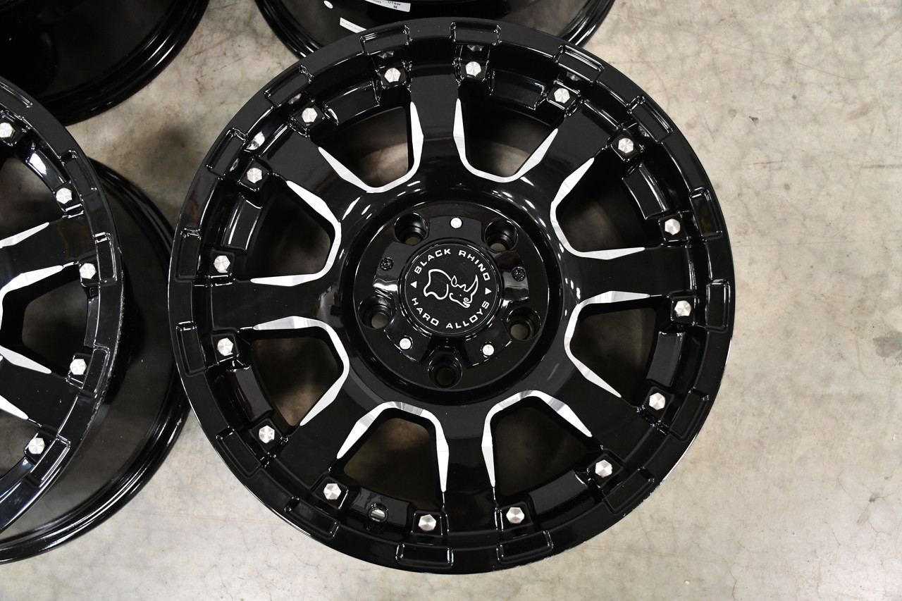 17" Black Rhino Sierra 17x9 5x5.5 Gloss Black W/ Milled Spokes Wheel 0mm Rim