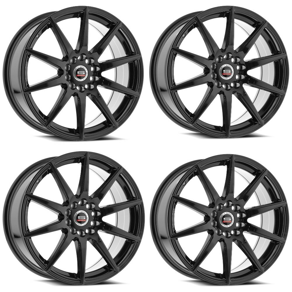 Set 4 18" Spec-1 SP-51 Gloss Black Wheels 18x8 5x4.5 5x120 38mm Rims