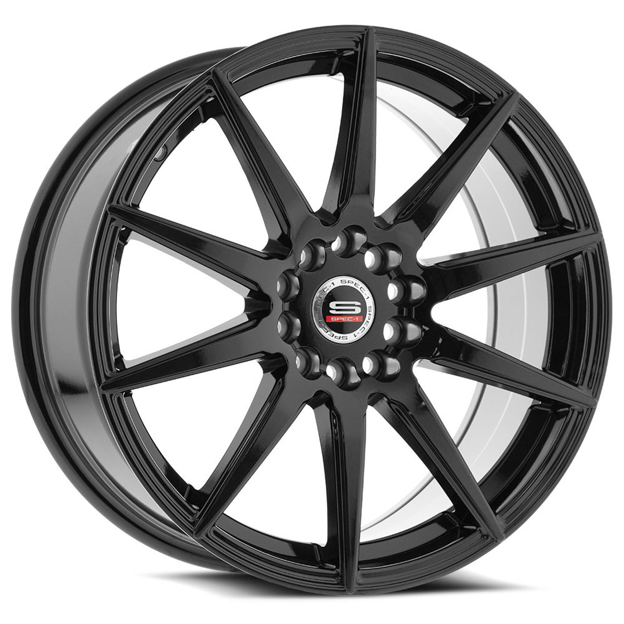 18" Spec-1 SP-51 Gloss Black Wheel 18x8 4x100 4x4.5 38mm Rim