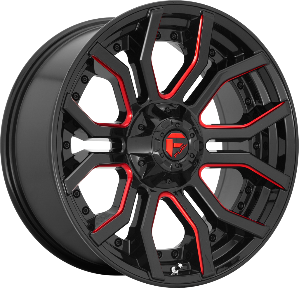 Set 4 Fuel  D712 Rage 20x10 6x135 6x5.5 Black Red Tinted Clear Wheels 20" -18mm