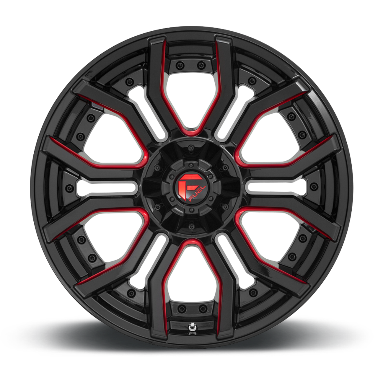 Set 4 Fuel D712 Rage 20x9 5x5 5x5.5 Black Red Tinted Clear Wheels 20" 1mm