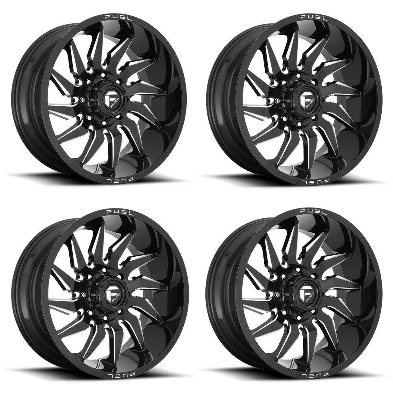 Set 4 Fuel D744 Saber 20x10 6x135 Gloss Black Milled Wheels 20" -18mm Rims