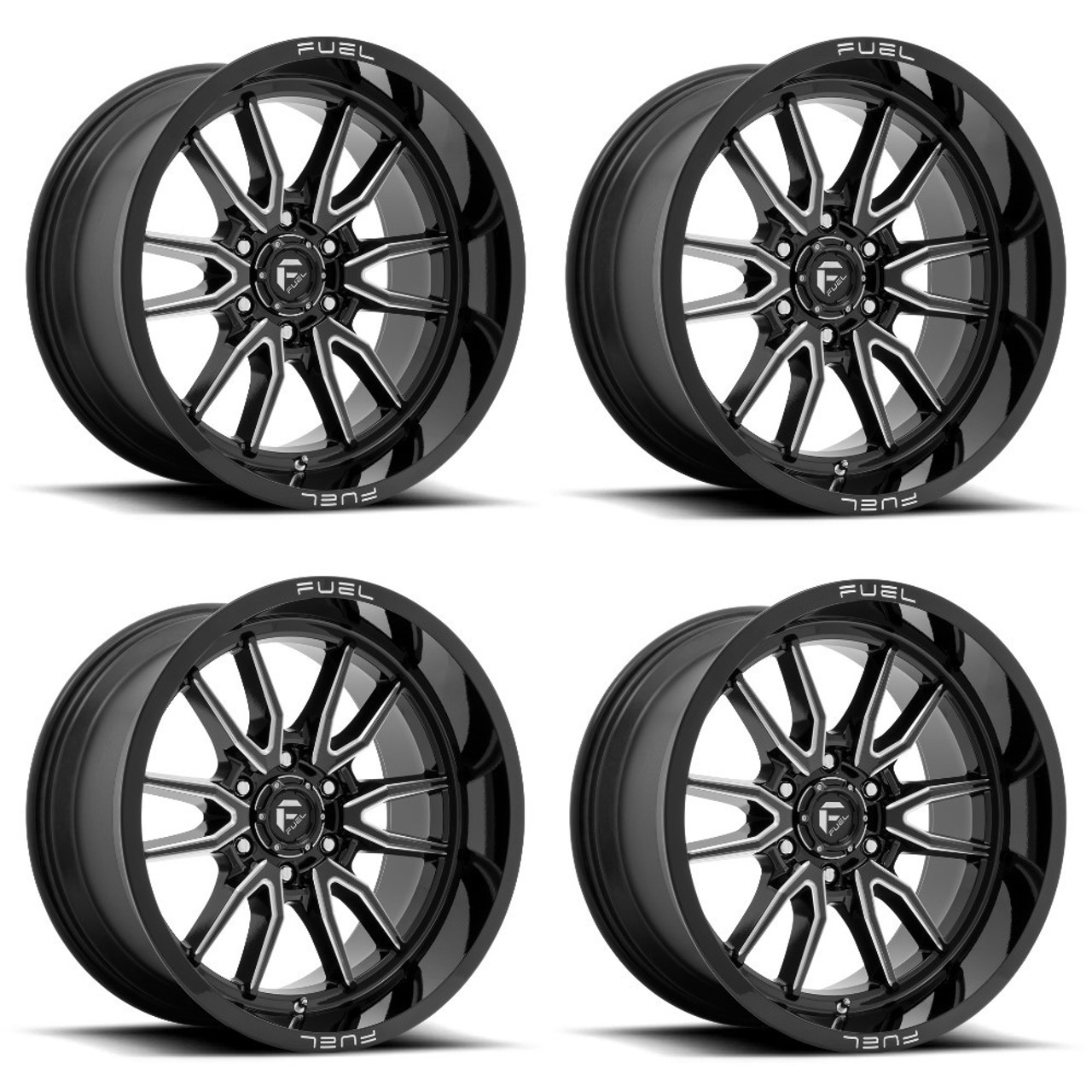 Set 4 17" Fuel D761 Clash 17x9 6x135 Gloss Black Milled Wheels 1mm Truck Rims