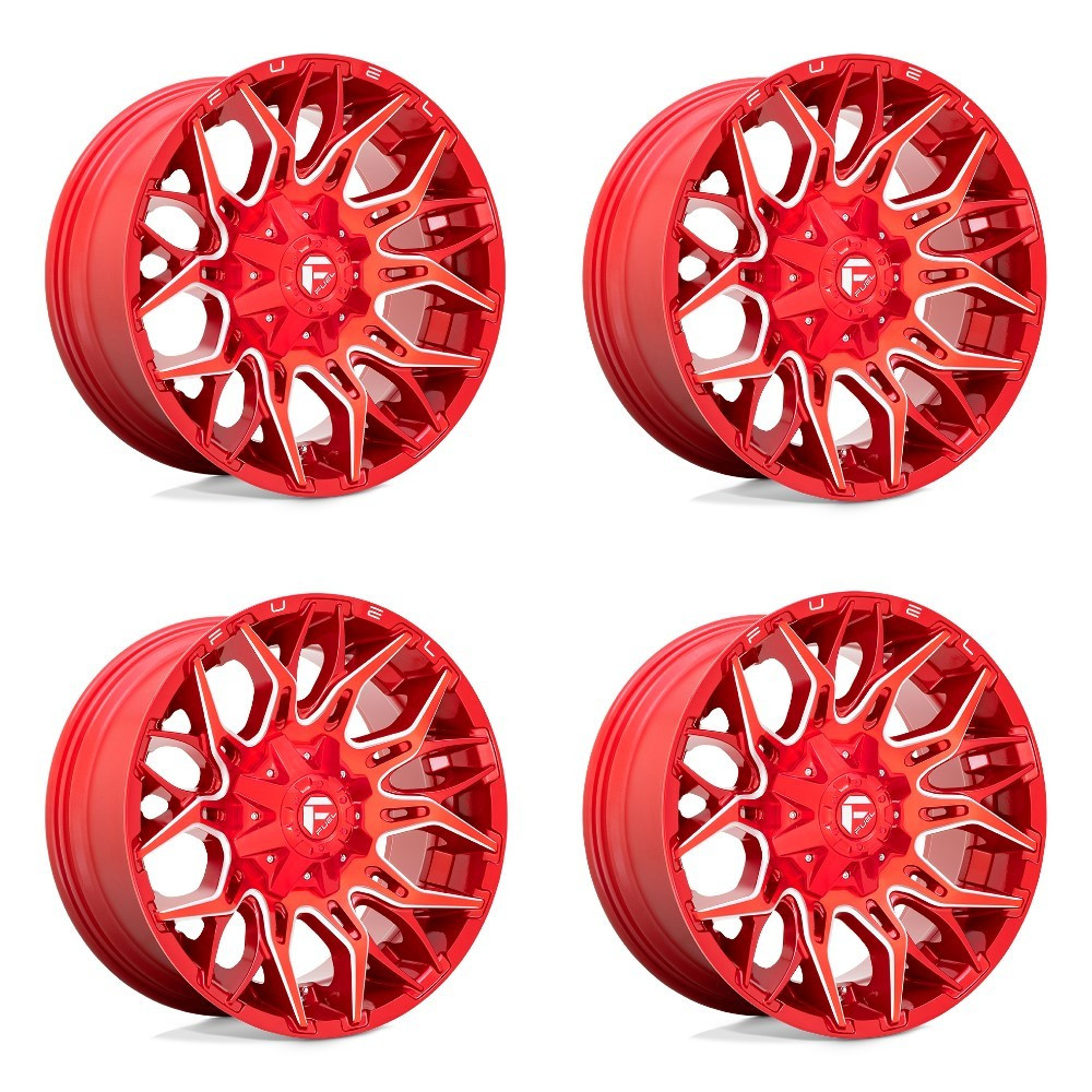 Set 4 Fuel D771 Twitch 22x12 8x6.5 Candy Red Milled Wheels 22" -44mm Rims