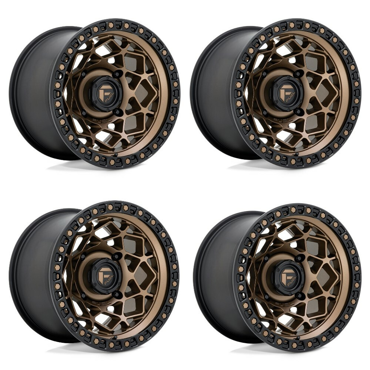 Set 4 Fuel UTV D785 Unit Utv 15x7 4x156 Bronze Matte Black Ring Wheels 15" 10mm