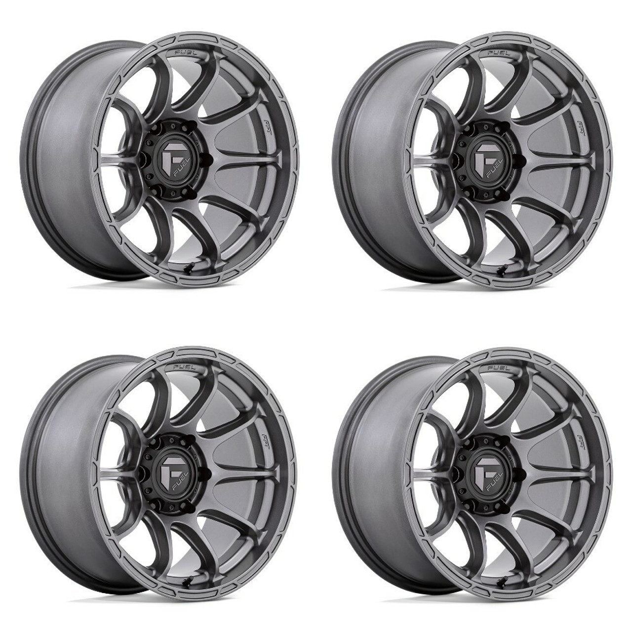 Set 4 Fuel D793 Variant 17x9 5x5 Matte Gunmetal Wheels 17" -12mm Rims