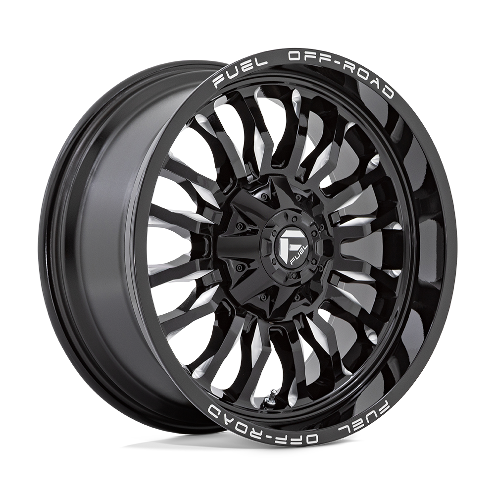 Set 4 20" Fuel D795 Arc 20x10 8x180 Gloss Black Milled Wheels -18mm Lifted Rims