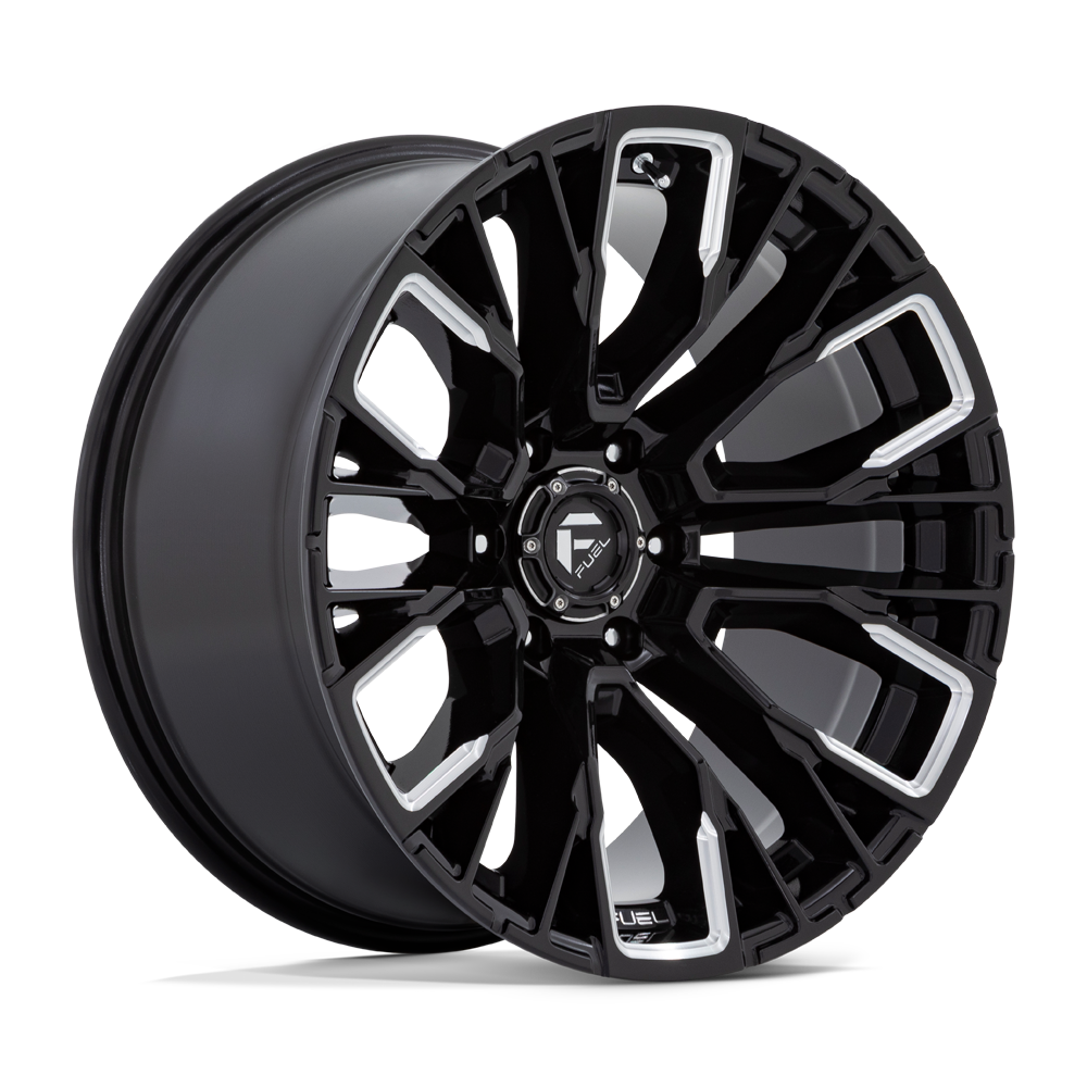 Set 4 Fuel D849 Rebar 22x12 6x5.5 Gloss Black Milled Wheels 22" -44mm Rims
