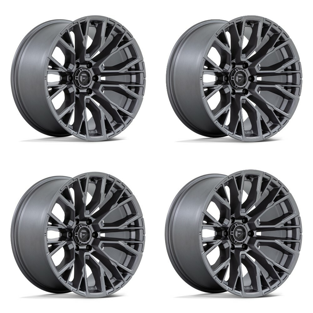 Set 4 Fuel D848 Rebar 22x12 6x5.5 Matte Gunmetal Wheels 22" -44mm Rims