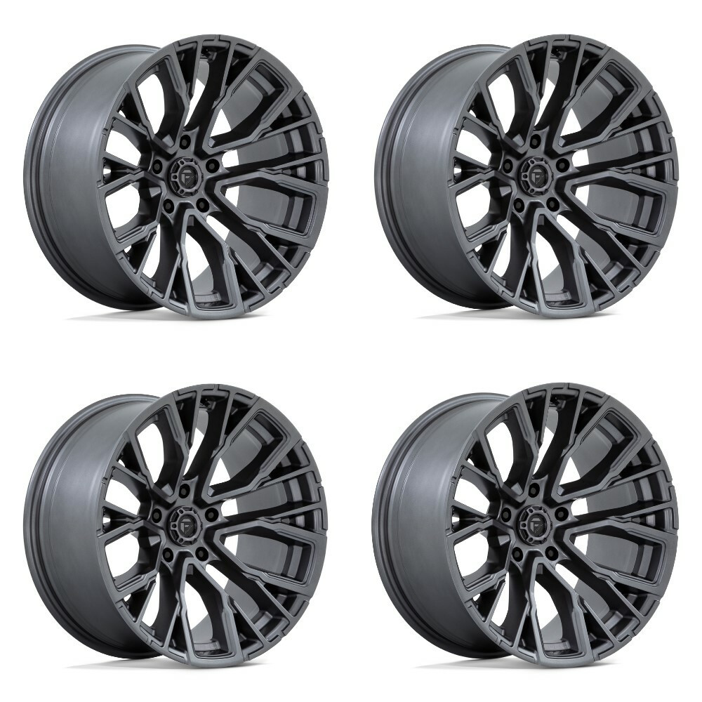 Set 4 Fuel D848 Rebar 22x12 5x5 Matte Gunmetal Wheels 22" -44mm Rims