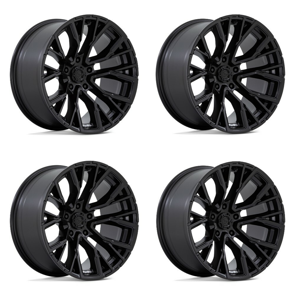 Set 4 Fuel D847 Rebar 22x12 5x5 Blackout Wheels 22" -44mm Rims