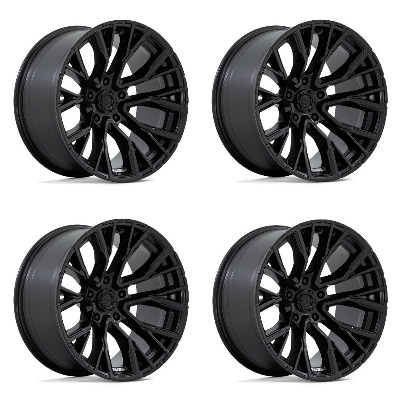 Set 4 Fuel D847 Rebar 20x10 5x5.5 Blackout Wheels 20" -18mm Rims