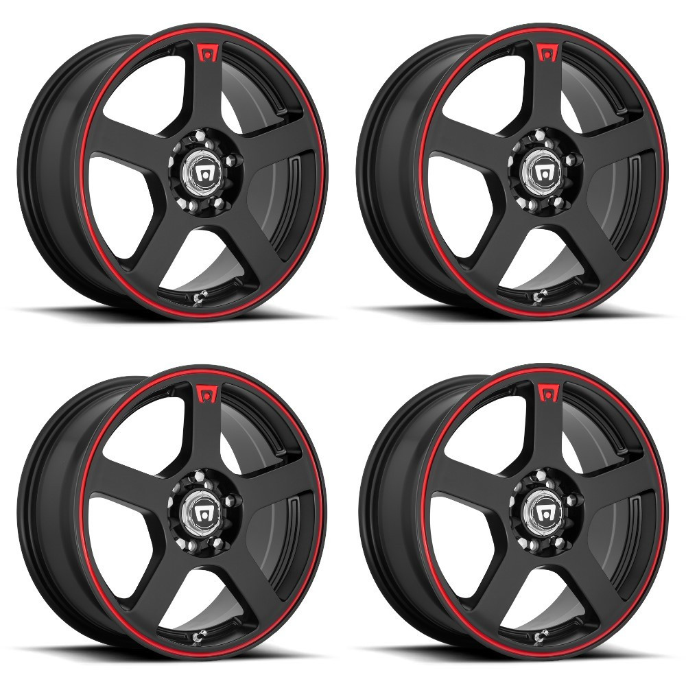 18x8.0 Matte Black W/ Red Stripe Motegi Wheel MR11688001745 | A2i