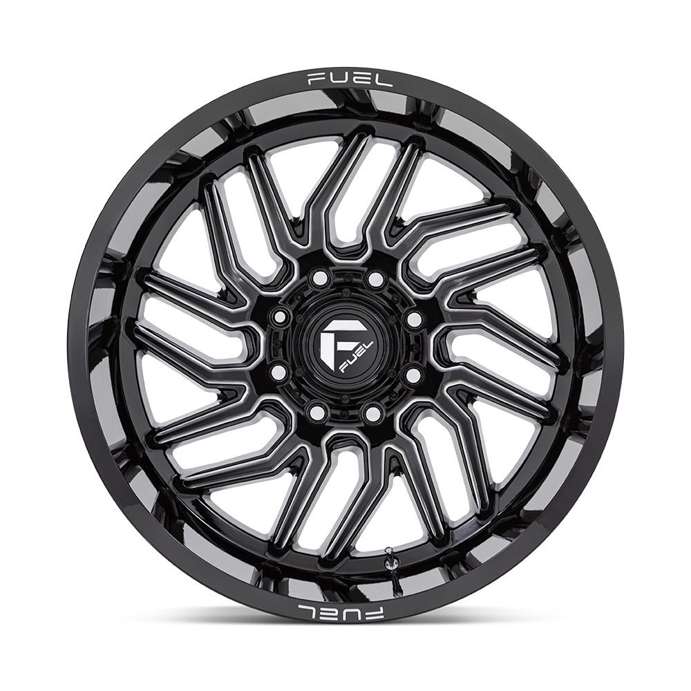 Set 4 20" Fuel D807 Hurricane 20x10 6x5.5 -18mm Gloss Black Milled Lifted Wheels
