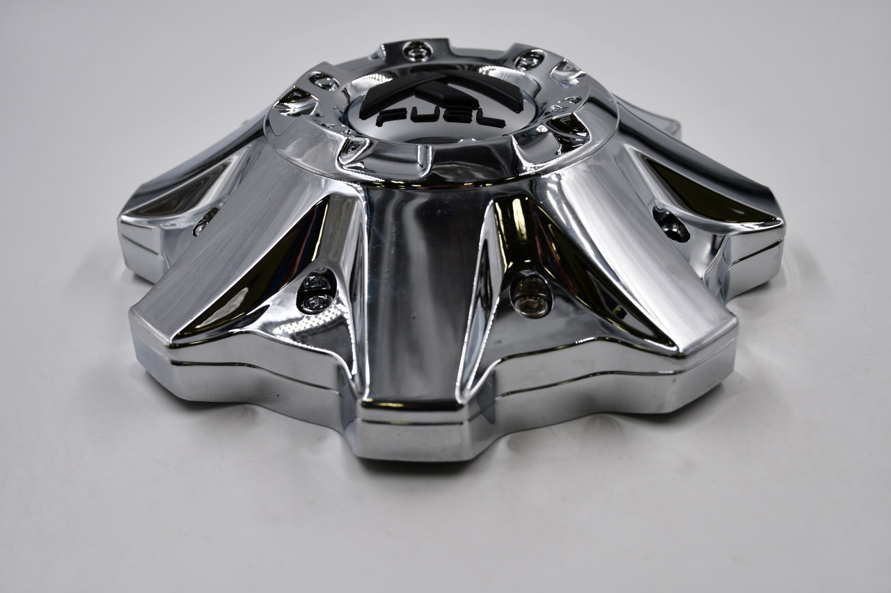 Fuel Wheels Chrome w/ Matte Black Logo and Extentsion Wheel Center Cap Hub Cap 1002-53/1002-55/EXT 8.5" 8 Lug