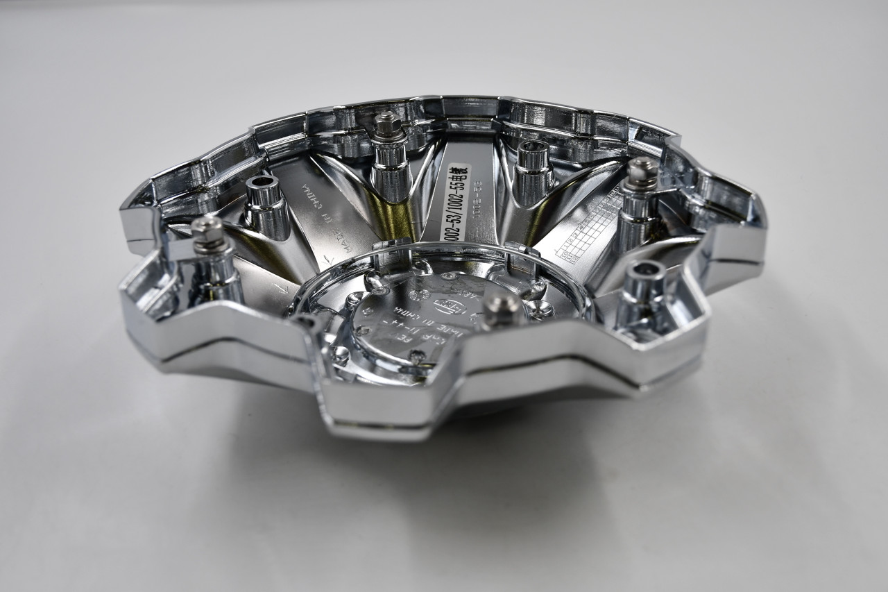 Fuel Wheels Chrome w/ Matte Black Logo and Extentsion Wheel Center Cap Hub Cap 1002-53/1002-55/EXT 8.5" 8 Lug