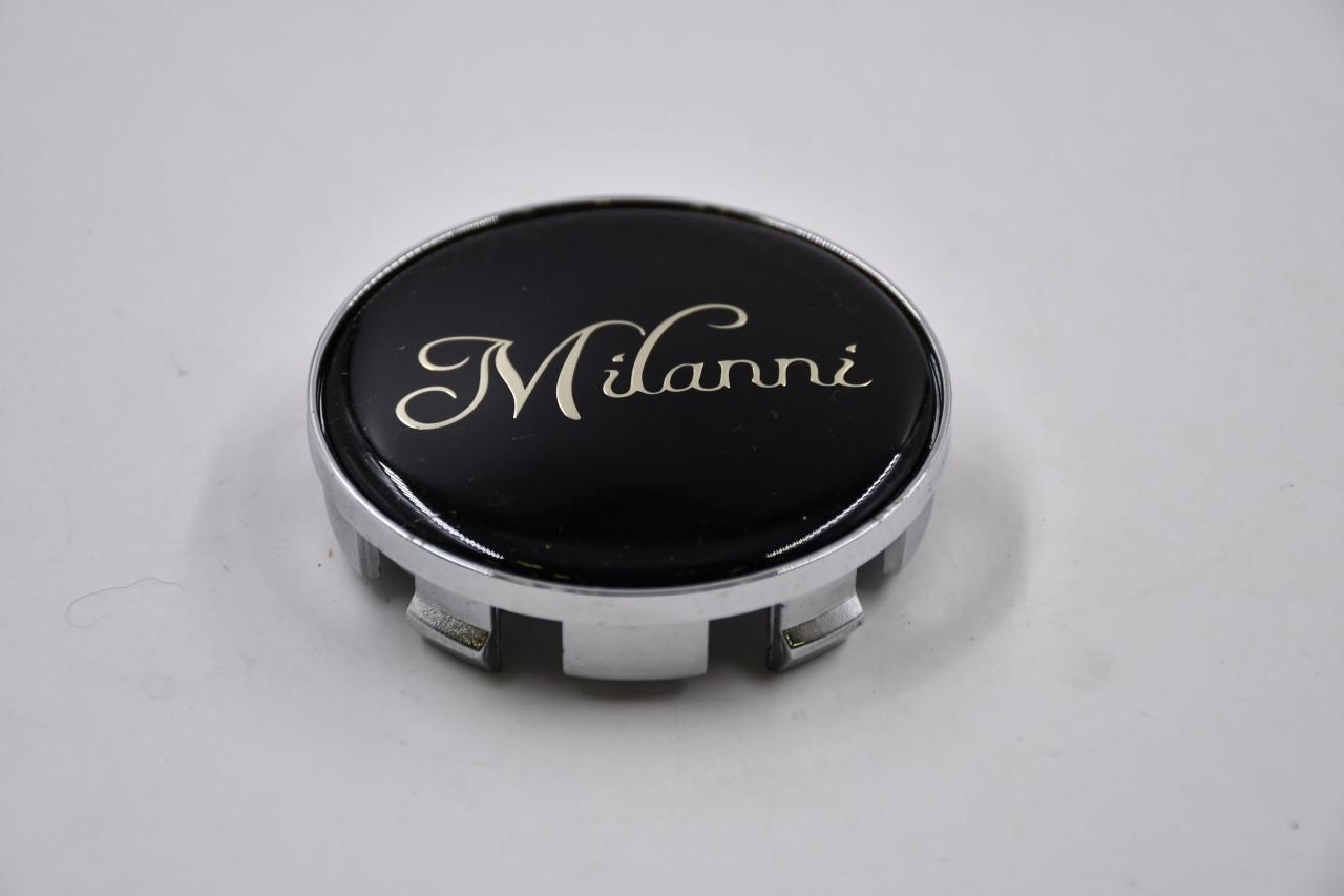 Milanni Chrome Edges w/ Black & Gold Logo Wheel Center Cap Hub Cap BR-K74 3" Snap In