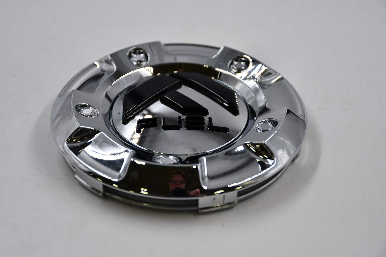 Fuel Wheels Chrome w/ Gloss Black Logo Wheel Center Cap Hub Cap 1003-82(CHR) 4.375" Snap in