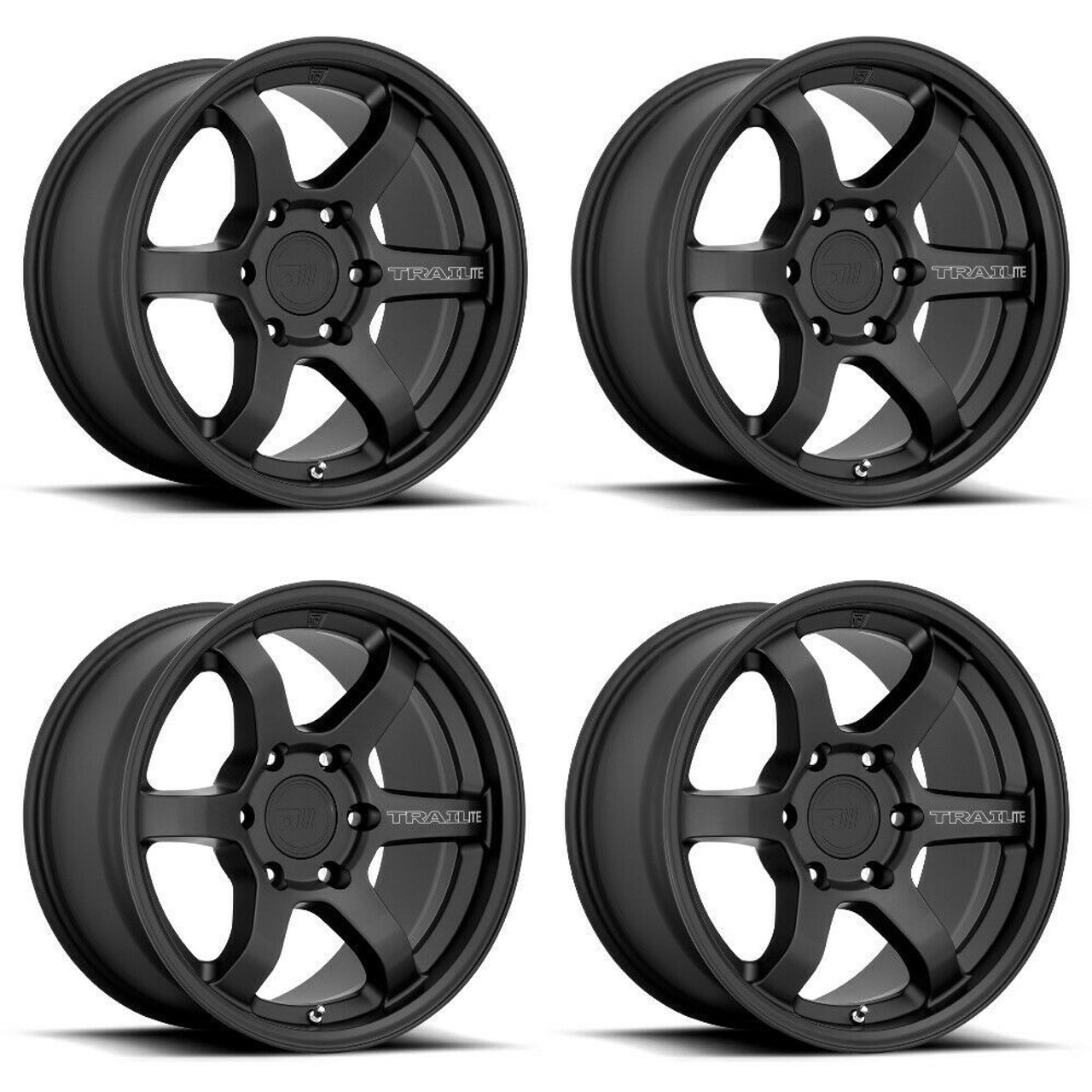 Set 4 Motegi MR150 Trailite 17x8.5 6x5.5 Satin Black 17" 0mm For Nissan Wheels