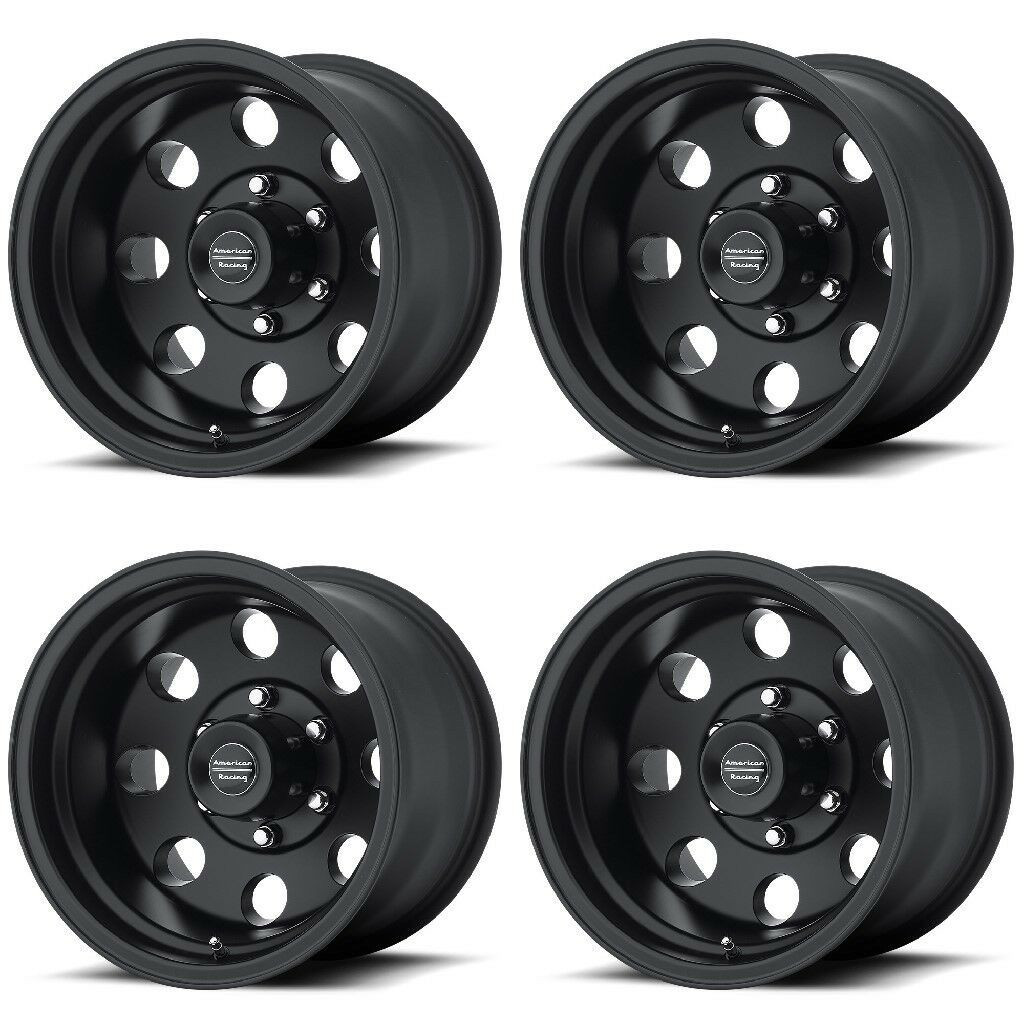 Set 4 16" American Racing AR172 Baja 16x8 Satin Black 6x5.5 Wheels 0mm Rims