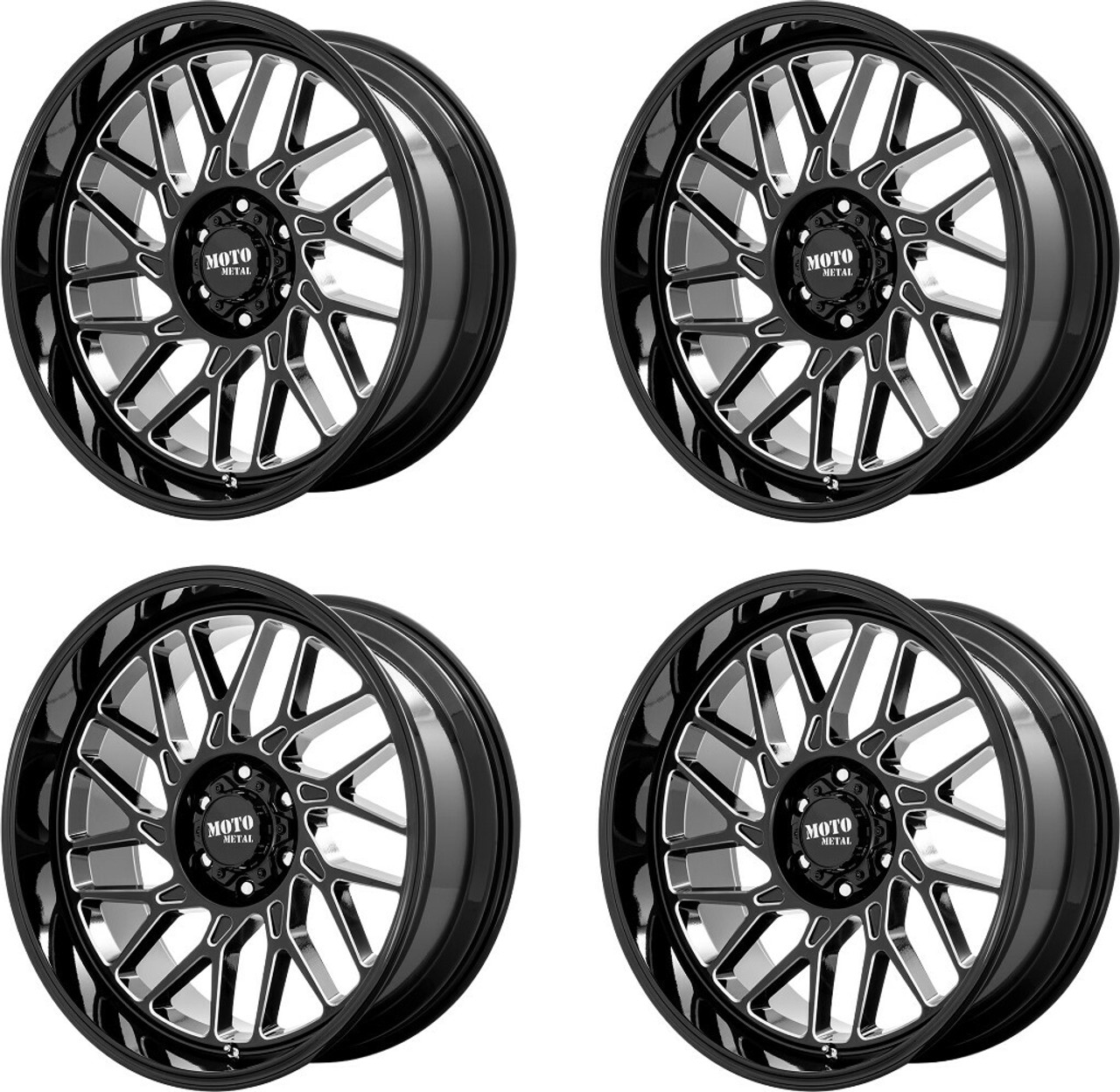 Set 4 Moto Metal MO805 22x10 6x5.5 Gloss Black Milled Wheels 22" -18mm Rims Set 4 Moto Metal MO805 22x10 6x5.5 Gloss Black Milled Wheels 22" -18mm Rims