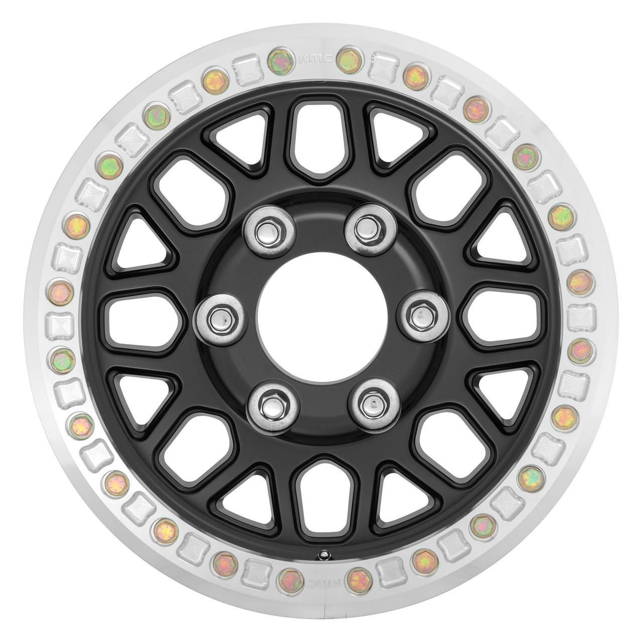 Set 4 KMC KM234 Grenade Desert Beadlock 17x8.5 6x6.5 Satin Black Wheels 17" 0mm