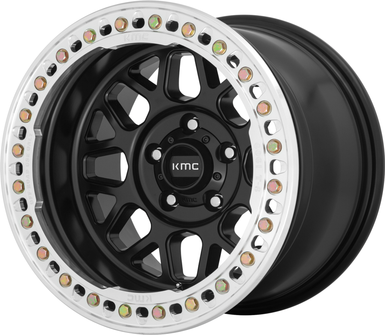Set 4 KMC KM235 Grenade Crawl Beadlock 20x10 8x6.5 Satin Black Wheels 20" -48mm