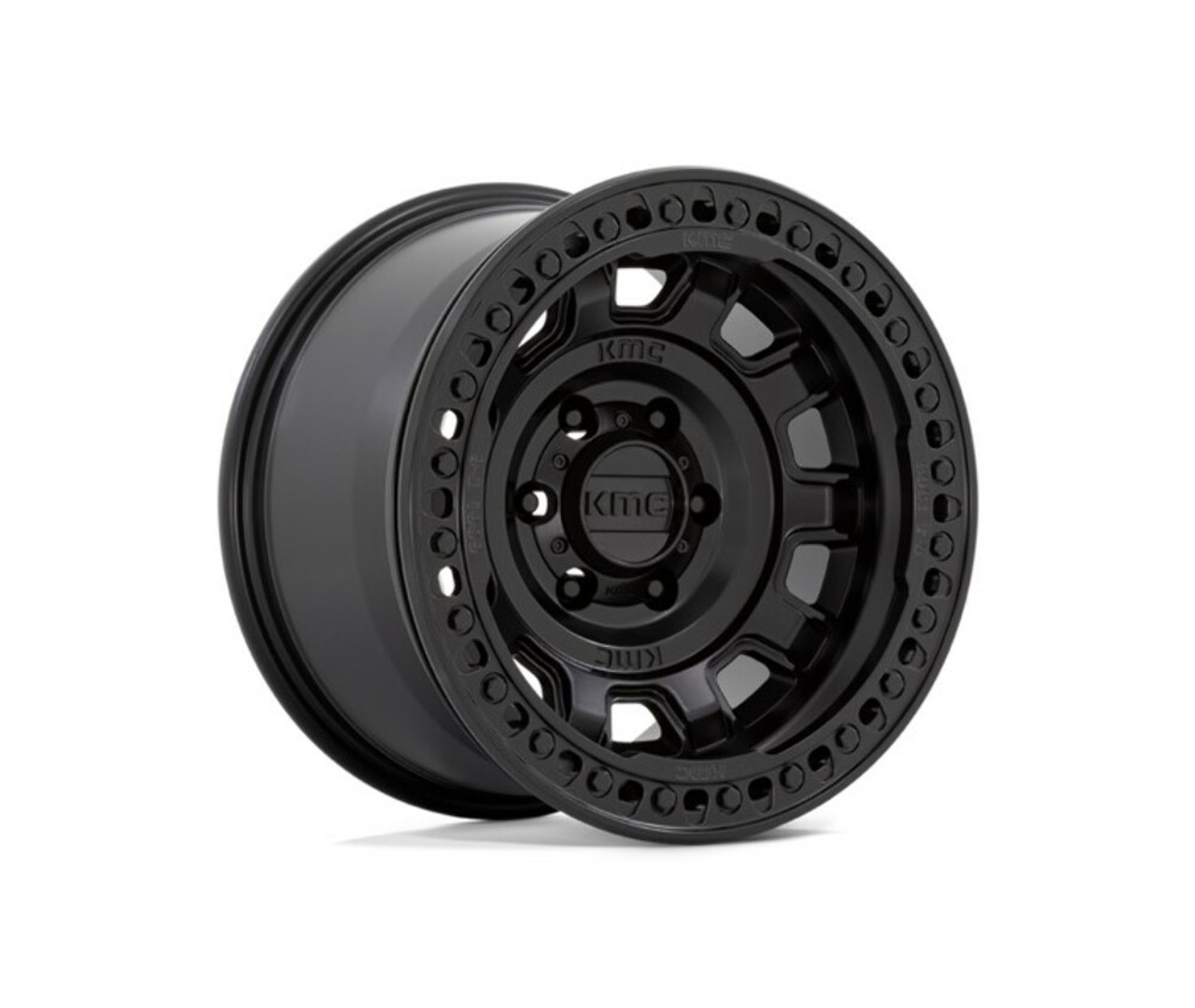 Set 4 KMC KM236 Tank Beadlock 17x9 5x5 Satin Black Wheels 17" -38mm Rims