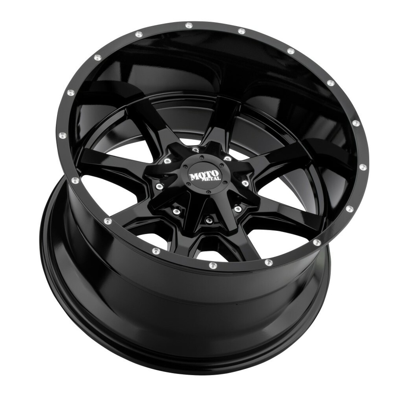Set 4 Moto Metal MO970 20x10 8x6.5 Gloss Black With Milled Lip Wheels 20" -18mm