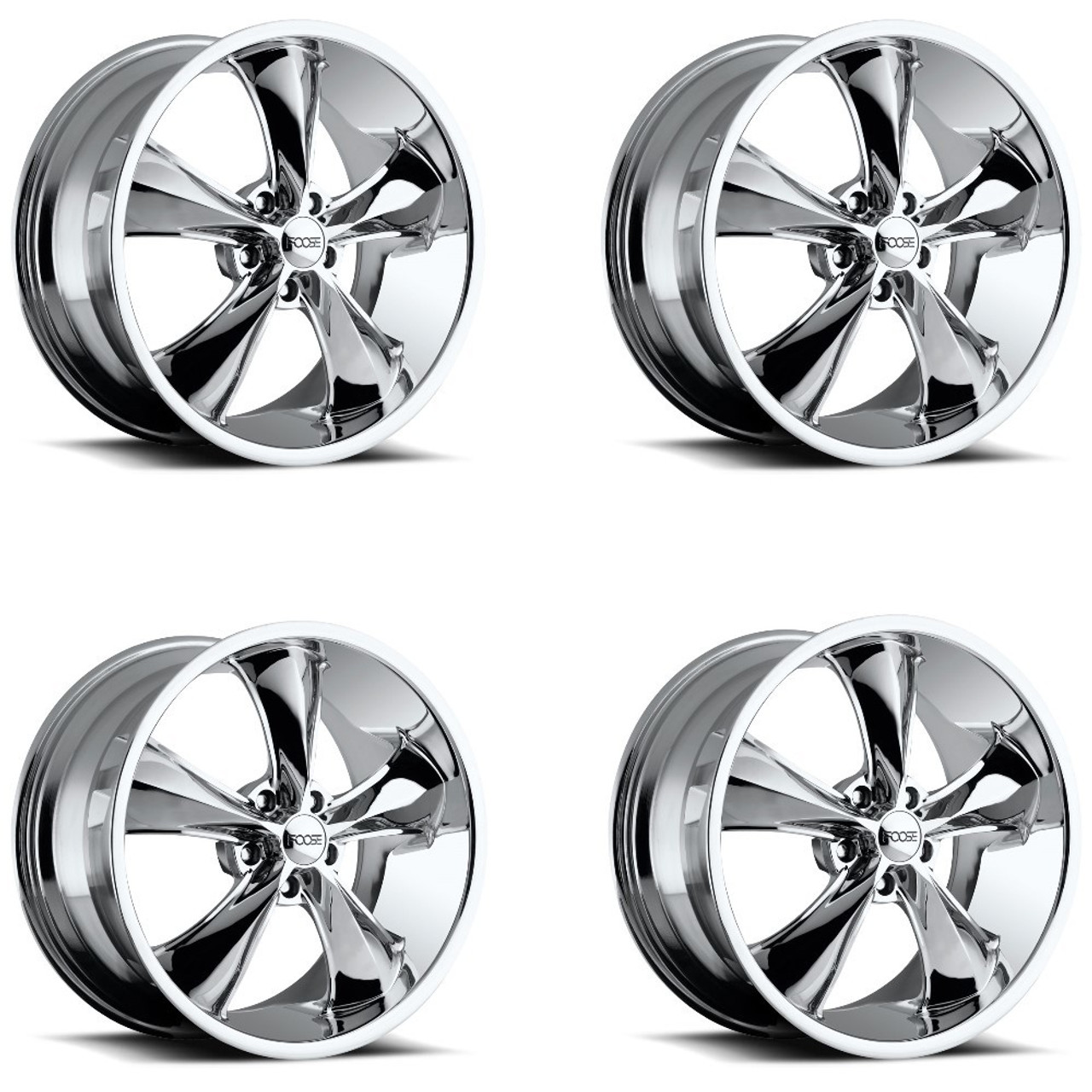 Set 4 20" Foose F105 Legend 20x10 5x115 Chrome Plated Wheels 20mm Rims