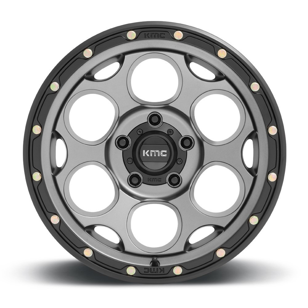 Set 4 KMC KM541 Dirty Harry 17x8.5 6x5.5 Satin Gray With Black Wheels 17" 0mm