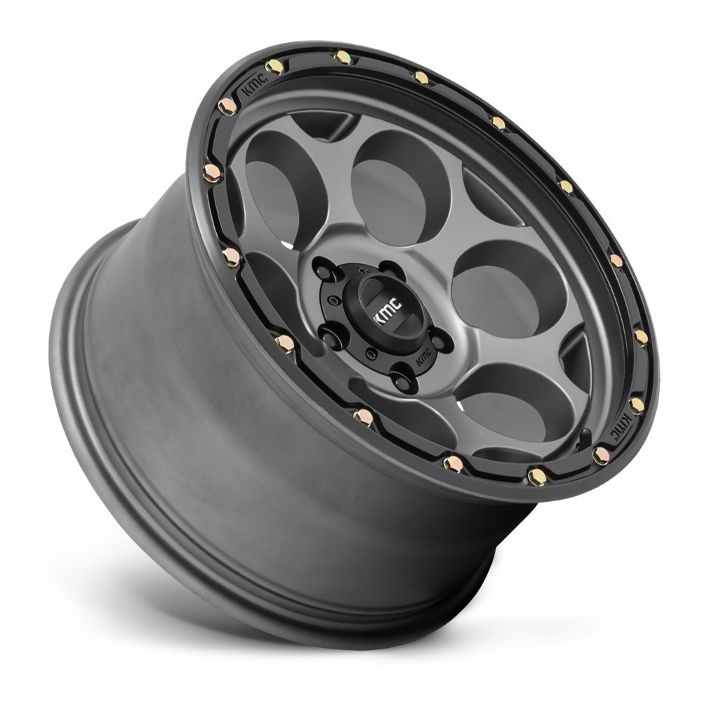 Set 4 KMC KM541 Dirty Harry 17x8.5 6x5.5 Satin Gray With Black Wheels 17" 0mm