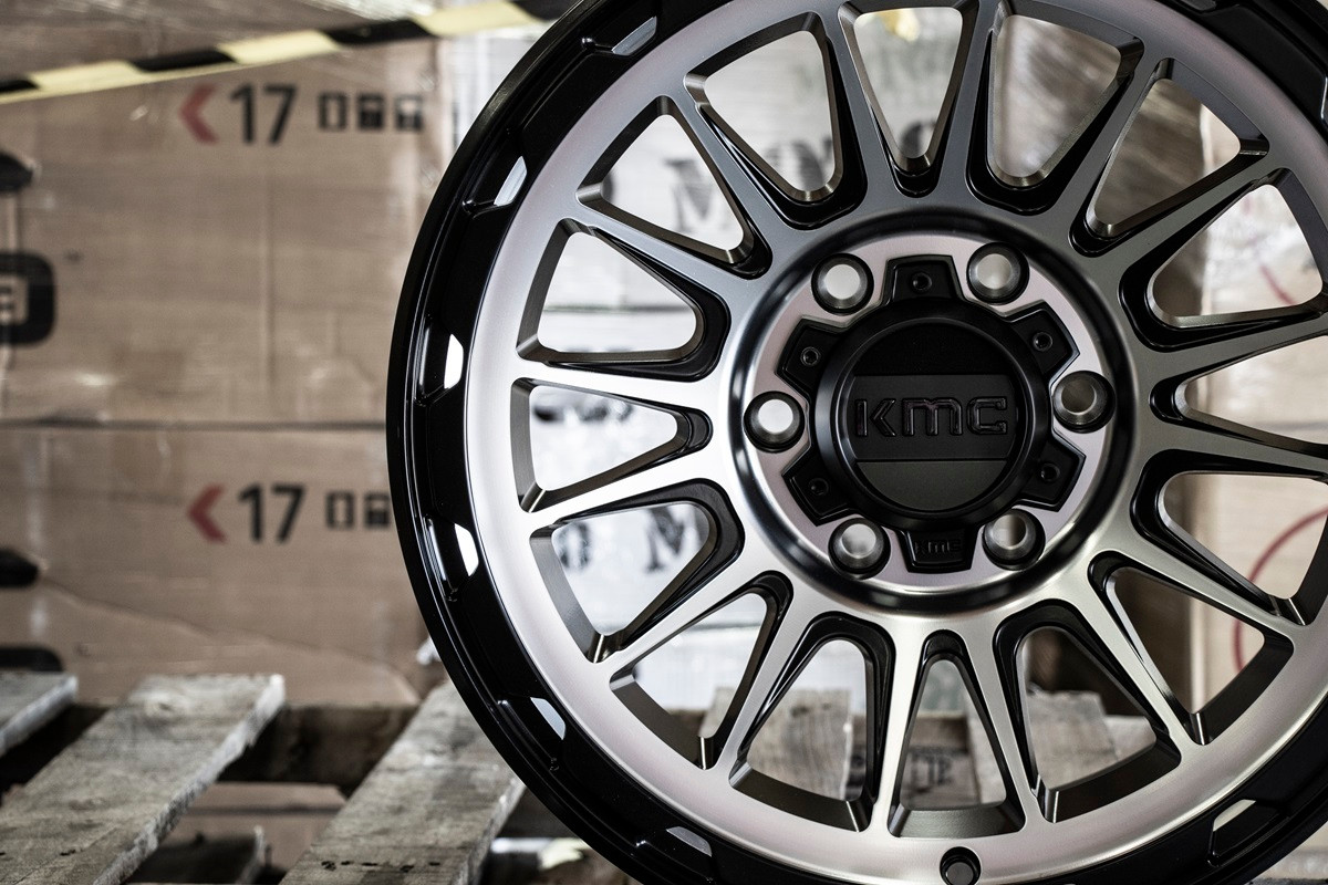 Set 4 KMC KM542 Impact 17x8 6x5.5 Satin Black Machined Wheels 17" 20mm Rims