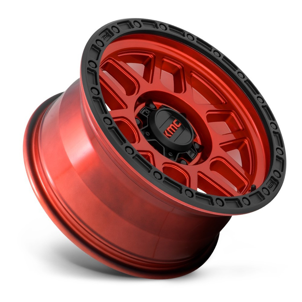 Set 4 KMC KM544 Mesa 20x9 8x180 Candy Red With Black Lip Wheels 20" 0mm Rims