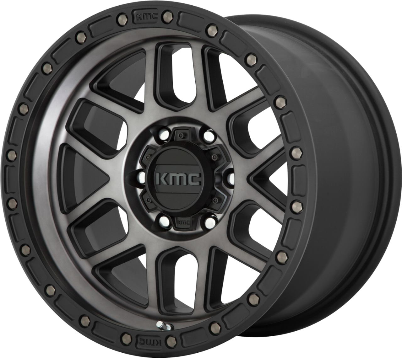 Set 4 KMC KM544 Mesa 17x8.5 6x5.5 Satin Black With Gray Tint Wheels 17" 0mm Rims