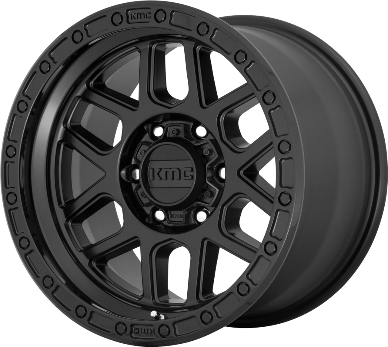 Set 4 KMC KM544 Mesa 17x9 5x5 Satin Black With Gloss Black Lip Wheels 17" -12mm