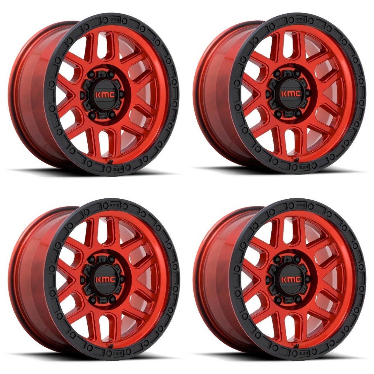 Set 4 KMC KM544 Mesa 18x9 6x5.5 Candy Red With Black Lip Wheels 18" 18mm Rims