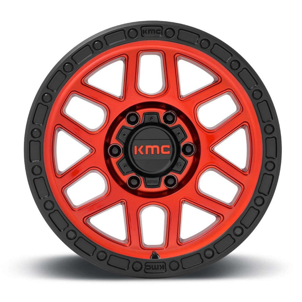 Set 4 KMC KM544 Mesa 18x9 6x5.5 Candy Red With Black Lip Wheels 18" 18mm Rims