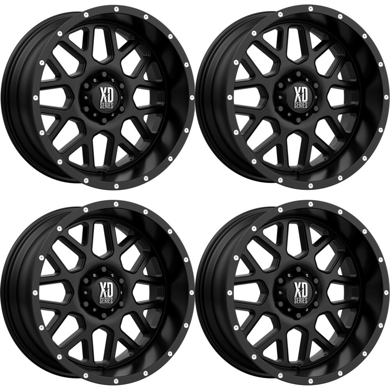 Set 4 XD XD820 Grenade 18x9 5x5 Satin Black Wheels 18" 18mm Rims
