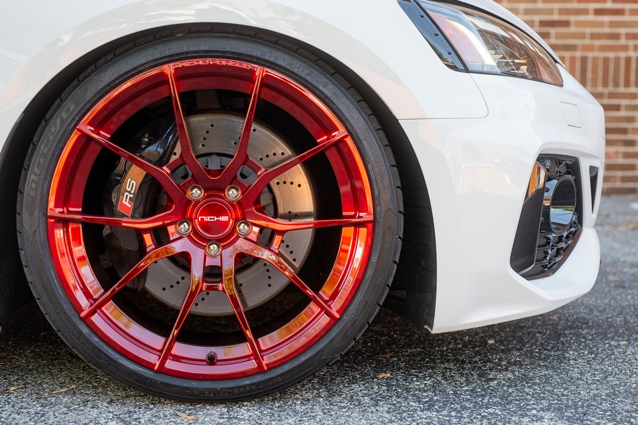 Set 4 Niche Mono T113 Kanan 20x11.5 5x120 Brushed Candy Red Wheels 20" 52mm Rims