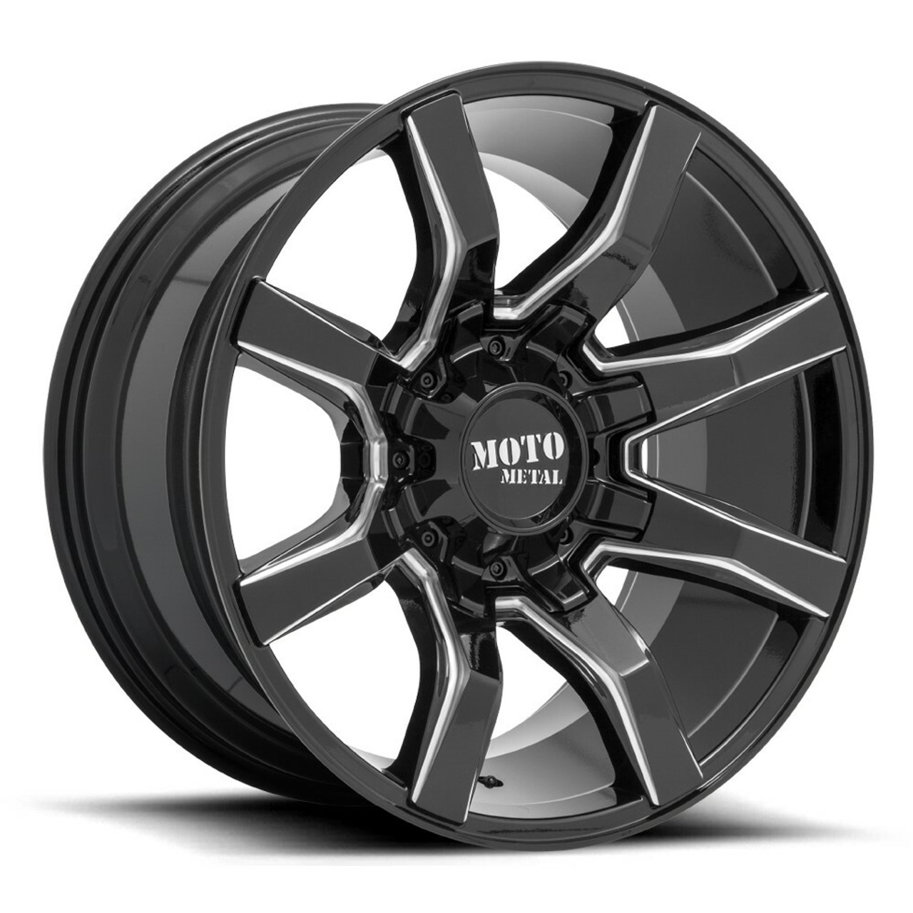 Moto Metal MO804 Spider 20x10 6x135 6x5.5 Gloss Black Milled Wheel 20" 12mm Rim