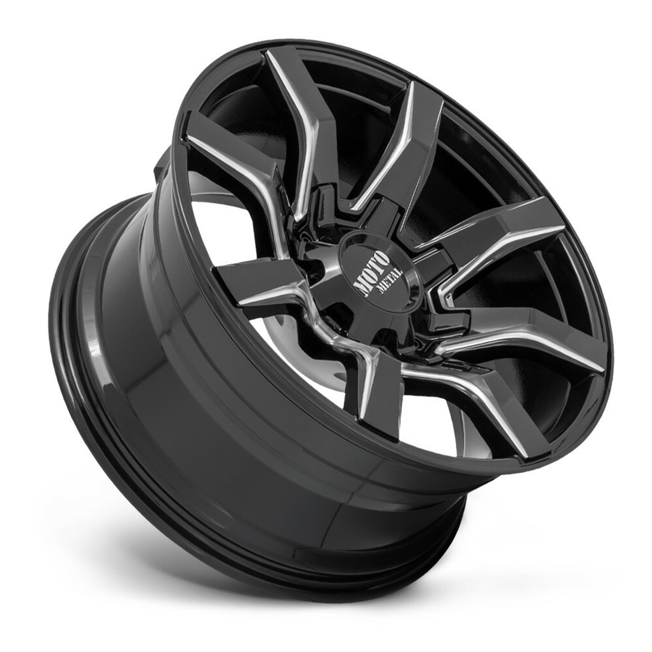 Moto Metal MO804 Spider 20x10 6x135 6x5.5 Gloss Black Milled Wheel 20" 12mm Rim