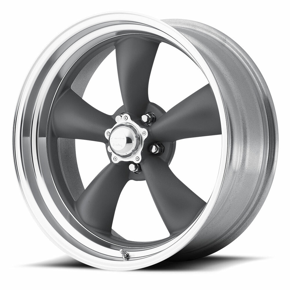 Set 4 American Racing Vintage VN215 Classic Torq Thrust IIx10 5x4.5 Gray -44mm