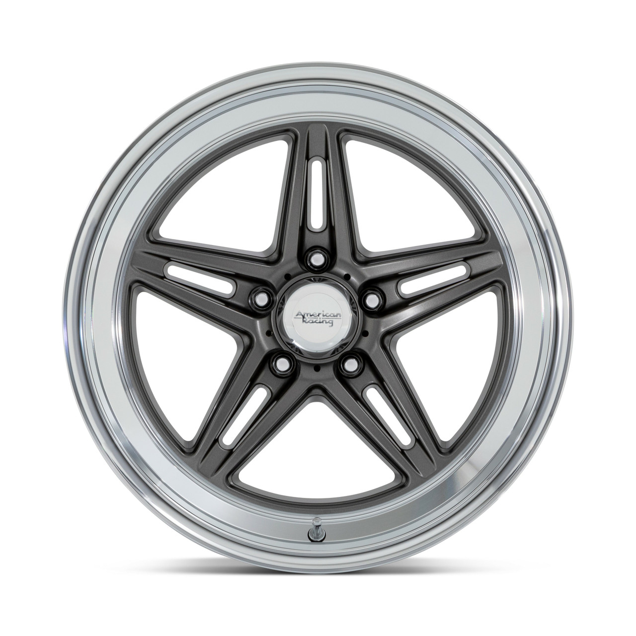 Set 4 American Racing Vintage VN514 Groove 18x10 5x4.75 Anthracite Wheels 12mm