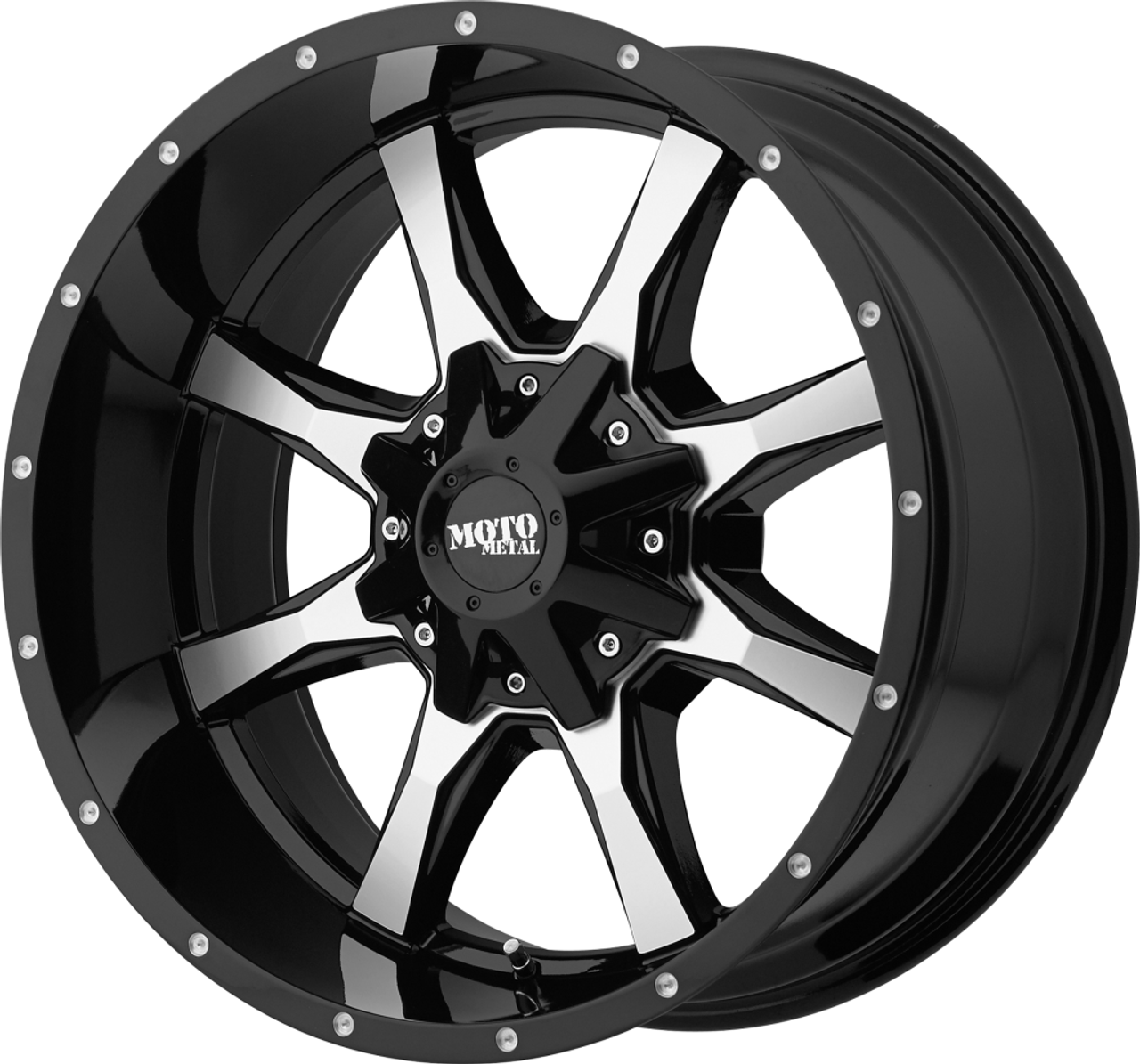 20" Moto Metal MO970 Gloss Black Machined Face Wheel 5X5.5/150 -18mm Rim
