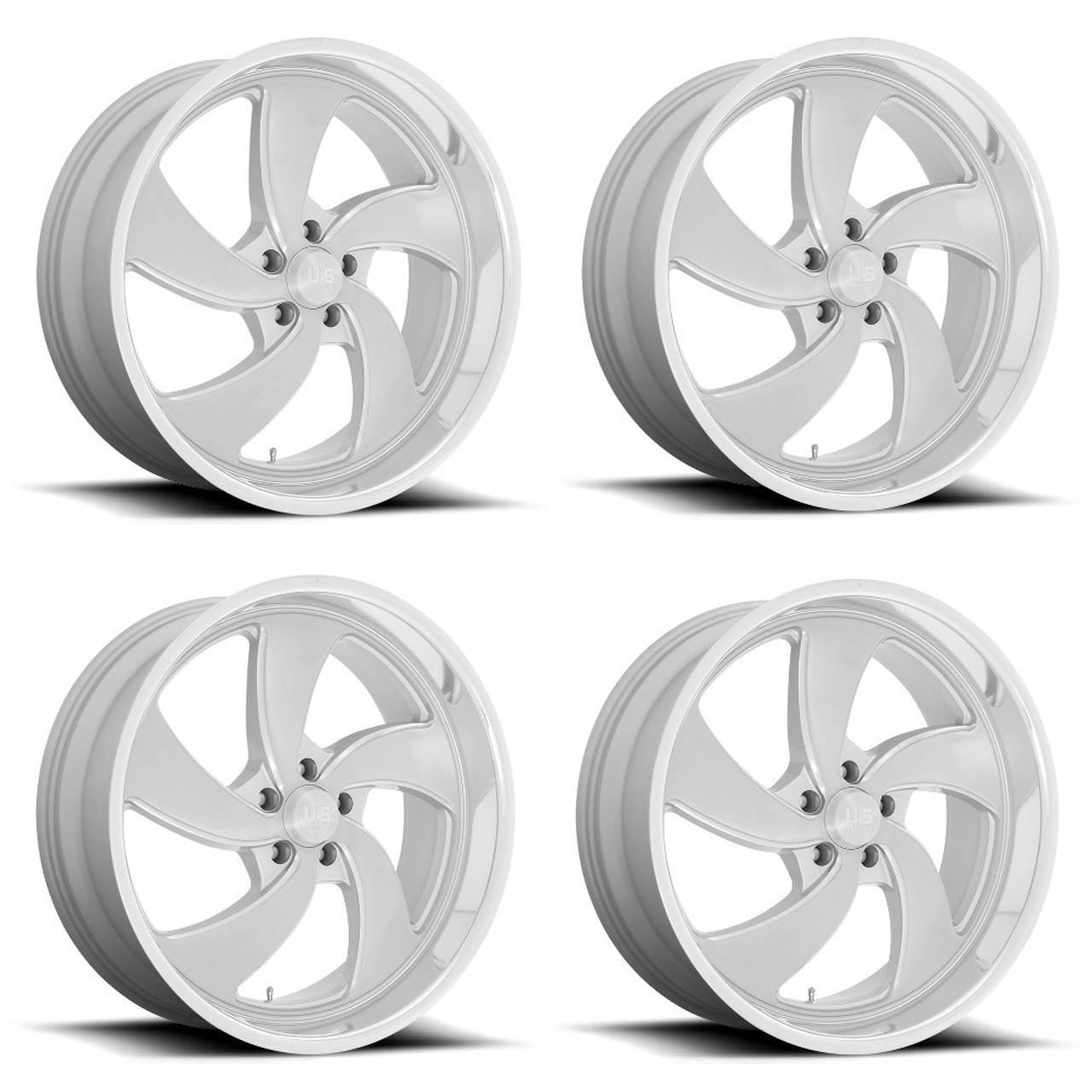 Set 4 US Mag U134 Desperado 24x10 5x4.75 Silver Milled Diamond Wheels 24" 5mm
