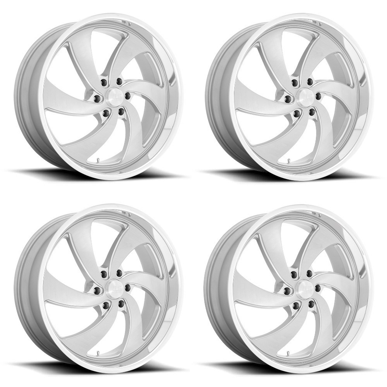 Set 4 US Mag U134 Desperado 24x10 5x4.75 Silver Milled Diamond Wheels 24" 5mm