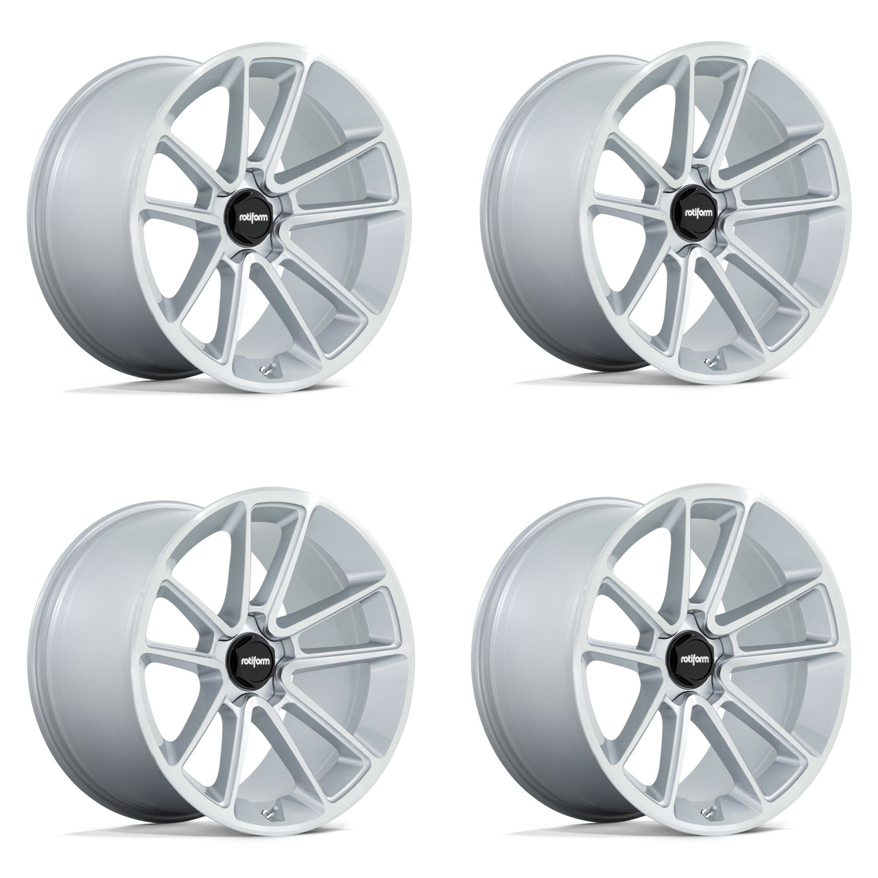 Set 4 Rotiform  R192 Btl 21x9 5x120 Gloss Silver Machined Face Wheels 21" 15mm