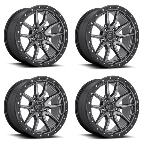 Set 4 Fuel 20" D680 Rebel 20x10 5x5.5 Gunmetal Black Bead Ring Wheels -18mm Rims