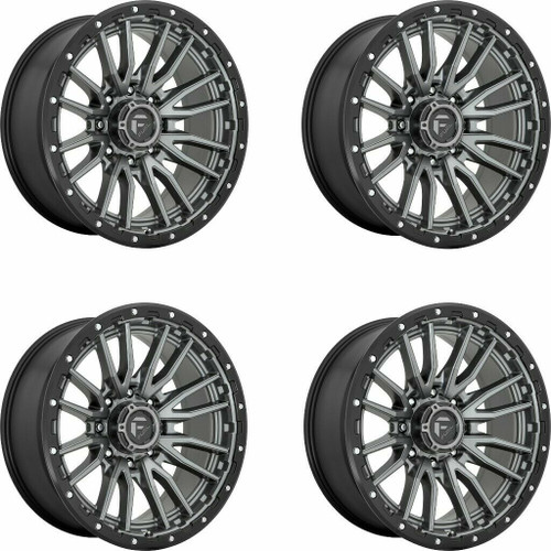 Set 4 Fuel  D680 Rebel 20x10 5x150 Gun Metal Black Bead Ring Wheels 20" -18mm